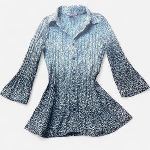 Whimsigoth y2k Inspired Splatter Pattern Button Up 3/4 Flared Bell Sleeve Sz SP